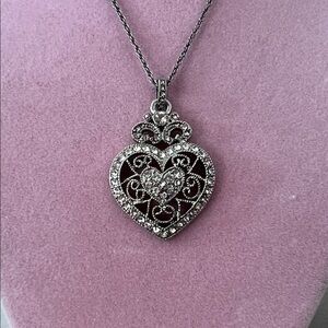 Monet vintage Silver Heart Pendant Necklace